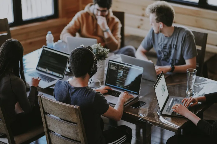 Professional team collaborating in a modern Tampa Bay office